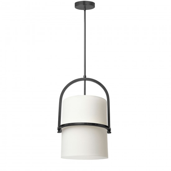 Paddington Incandescent Pendant, Matte Black with White Shade