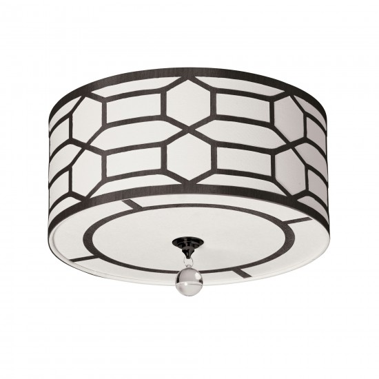 Pembroke 4 Light Incandescent Flush Mount, Matte Black with Black / White Shade