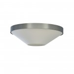 3 Light Incandescent Flush Mount, Polished Chrome with Grey / White Shade