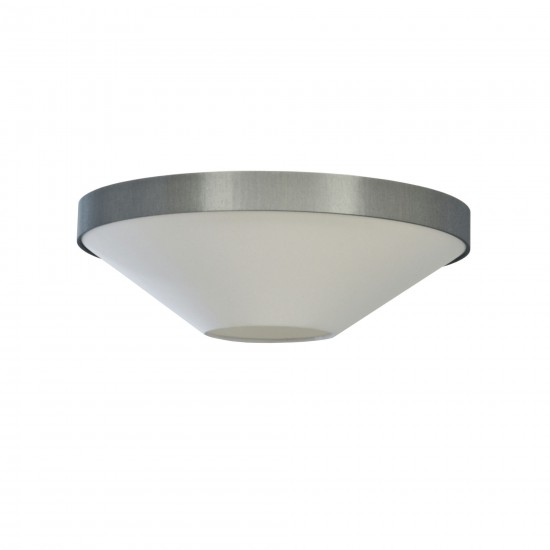 3 Light Incandescent Flush Mount, Polished Chrome with Grey / White Shade