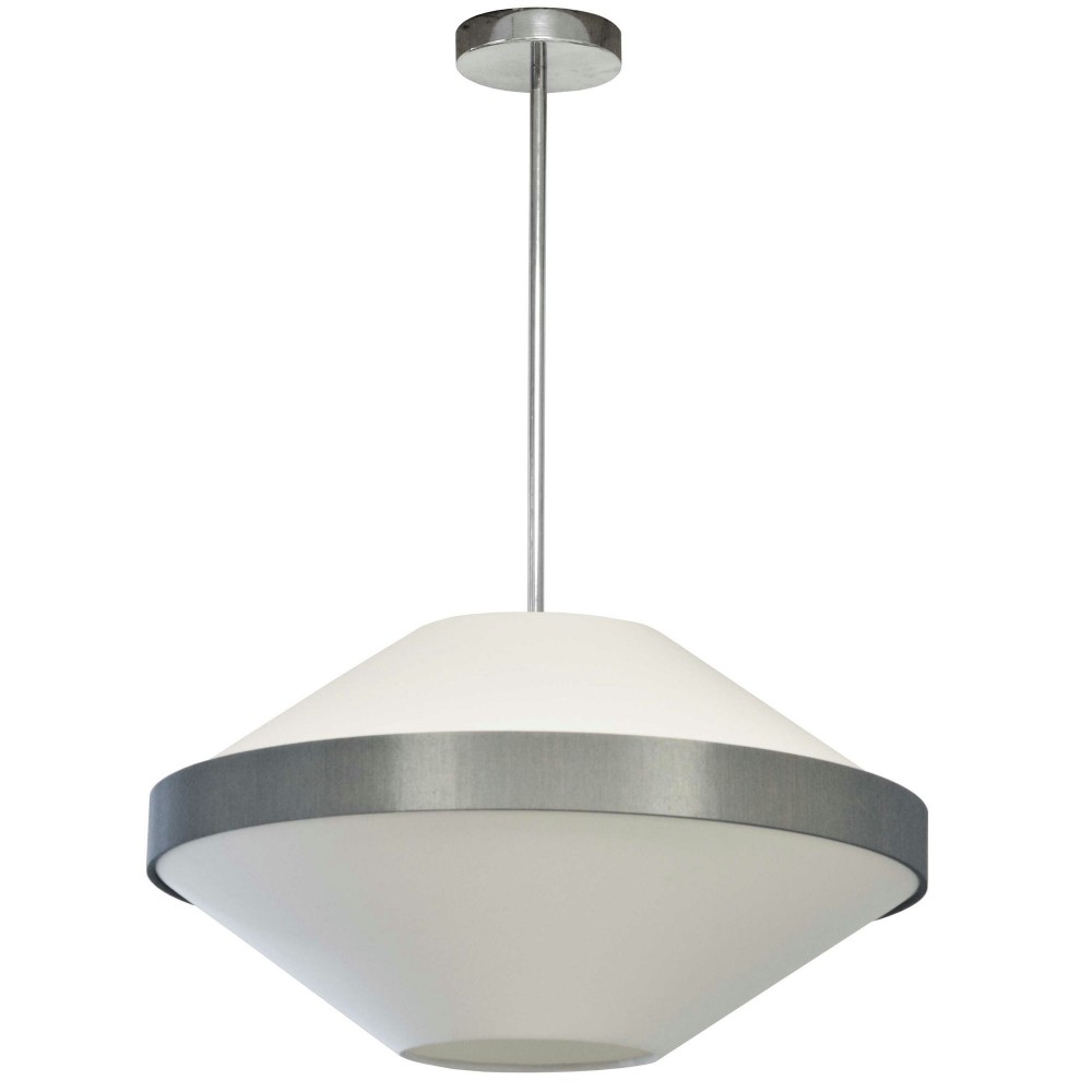 4 Light Incandescent Pendant, Polished Chrome with White and Grey Shade 4 Light Incandescent Pendant, Polished Chrome with White and Grey Shade