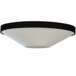 4 Light Incandescent Flush Mount, Matte Black with Black and White Shade