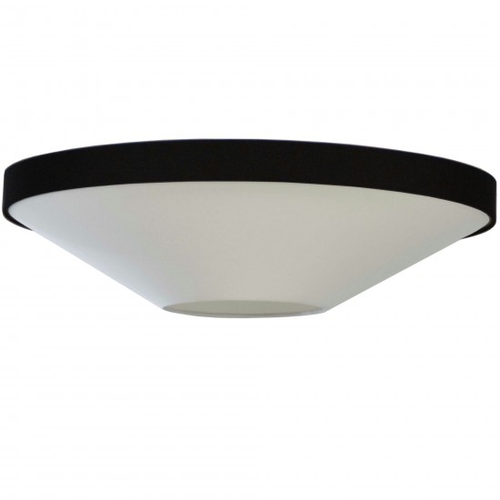 4 Light Incandescent Flush Mount, Matte Black with Black and White Shade