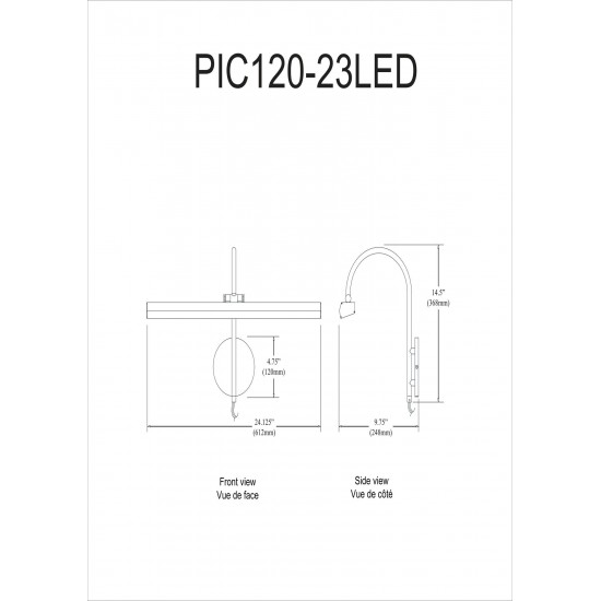 30W Picture Light Aged Brass Finish