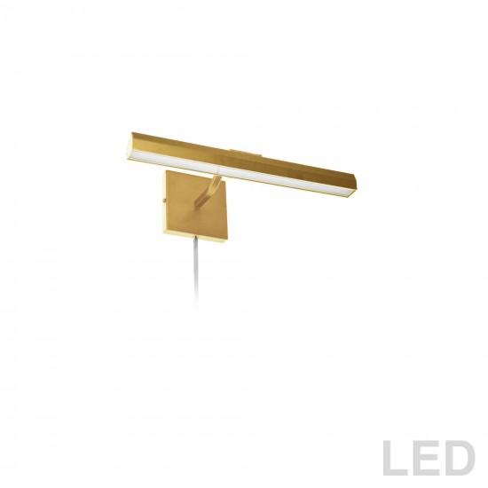 20W 16" Picture Light, Aged Brass with Frosted Glass Diffuser
