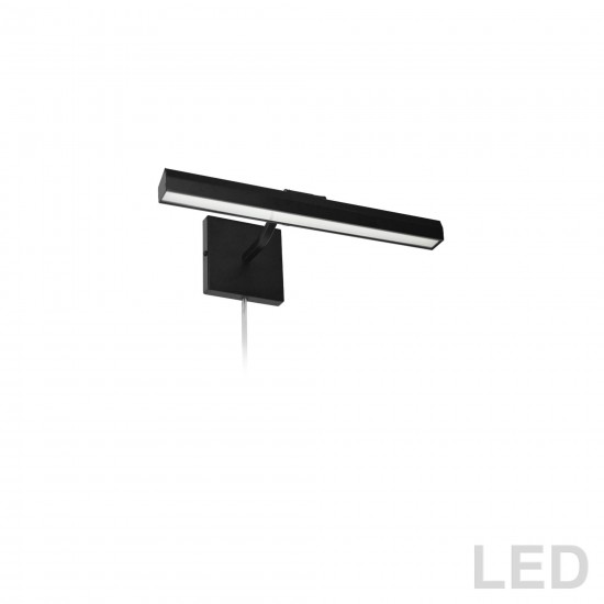 20W 16" Picture Light, Matte Black with Frosted Glass Diffuser