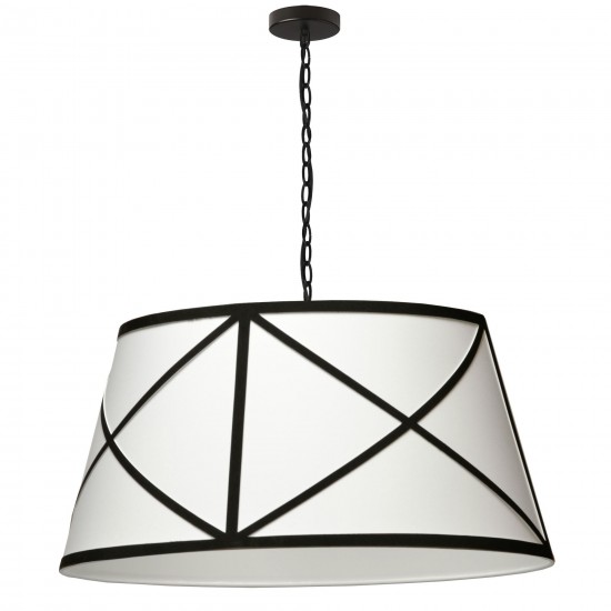 Parker Incandescent Pendant, Matte Black with Black and White Shade, L