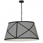 Parker Incandescent Pendant, Matte Black with Grey and Black Shade, L