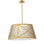 Incandescent Pendant, Aged Brass with Cream and Gold Shade, M