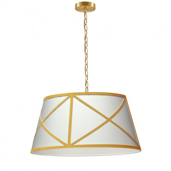 Incandescent Pendant, Aged Brass with White and Gold Shade, M