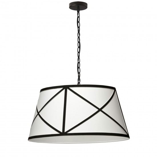 Parker Incandescent Pendant, Matte Black with Black and White Shade, M