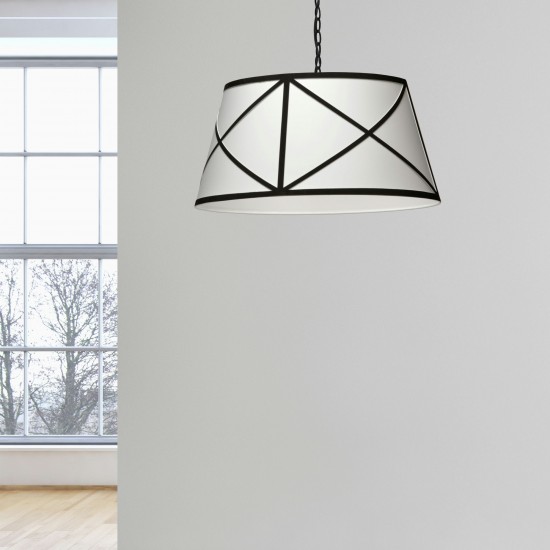 Parker Incandescent Pendant, Matte Black with Black and White Shade, M