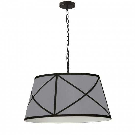 Parker Incandescent Pendant, Matte Black with Grey and Black Shade, M