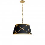 Incandescent Pendant, Aged Brass with Black and Gold Shade, S