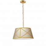 Incandescent Pendant, Aged Brass with Cream and Gold Shade, S