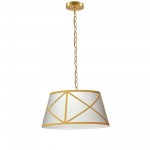 Incandescent Pendant, Aged Brass with White and Gold Shade, S