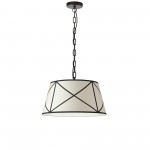 Parker Incandescent Pendant, Matte Black with Cream and Black Shade, S