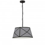 Parker Incandescent Pendant, Matte Black with Grey and Black Shade, S