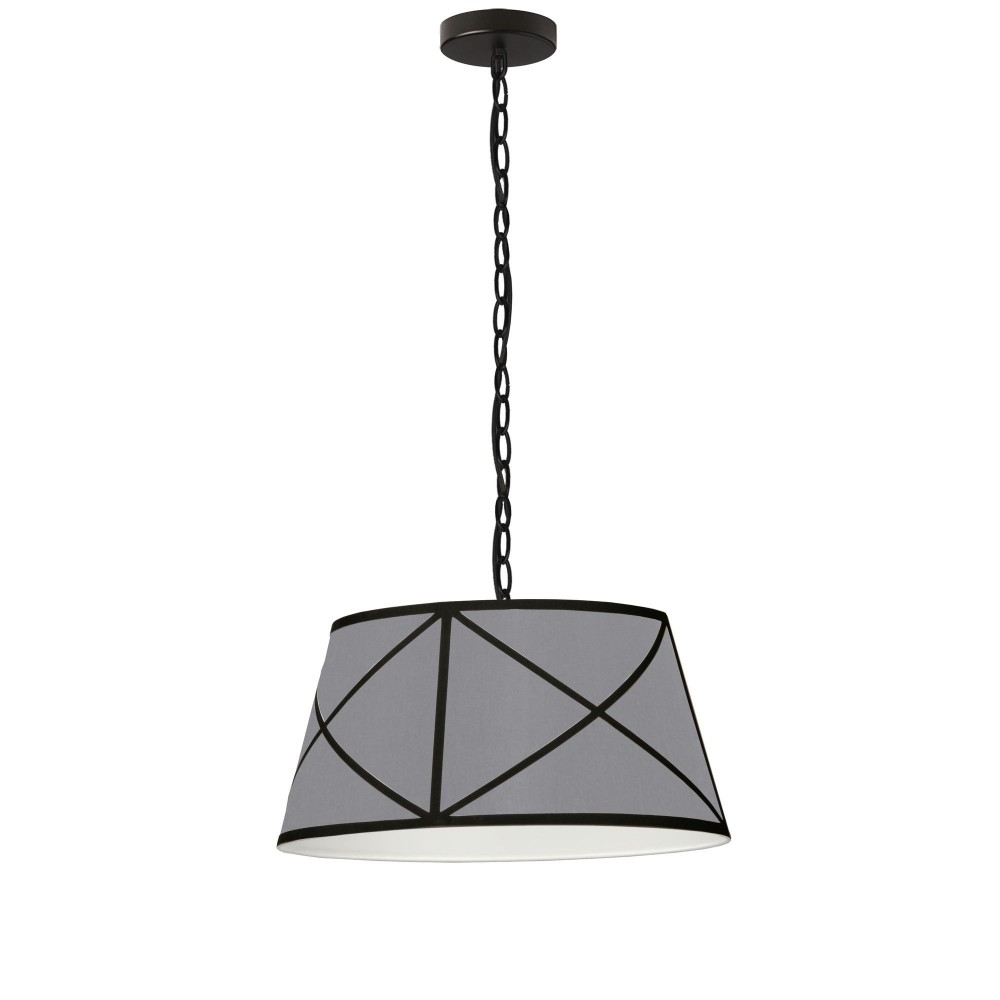 Parker Incandescent Pendant, Matte Black with Grey and Black Shade, S