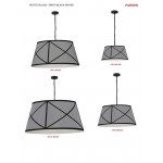 Parker Incandescent Pendant, Matte Black with Grey and Black Shade, S