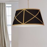 Incandescent Pendant, Aged Brass with Black and Gold Shade, XL