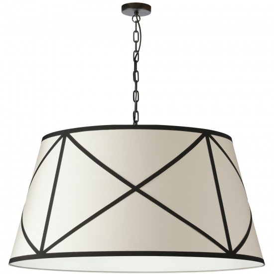 Parker Incandescent Pendant, Matte Black with Cream and Black Shade