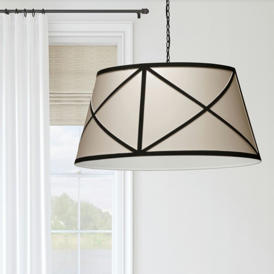 Parker Incandescent Pendant, Matte Black with Cream and Black Shade