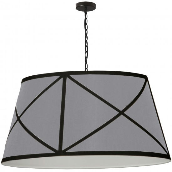 Parker Incandescent Pendant, Matte Black with Grey and Black Shade