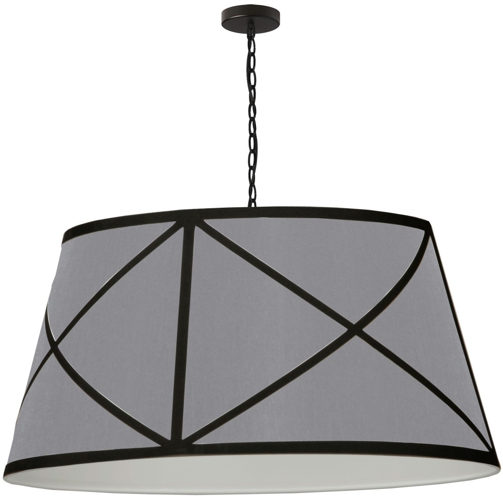 Parker Incandescent Pendant, Matte Black with Grey and Black Shade