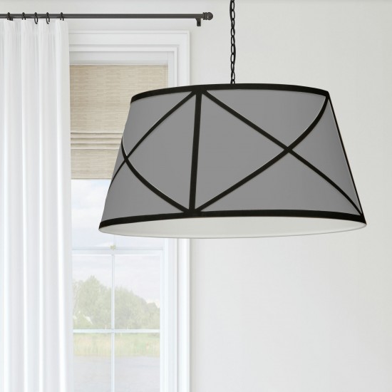 Parker Incandescent Pendant, Matte Black with Grey and Black Shade