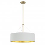 Pallavi 4 Light Incandescent Chandelier, Aged Brass w/ White/Gold Shade, M