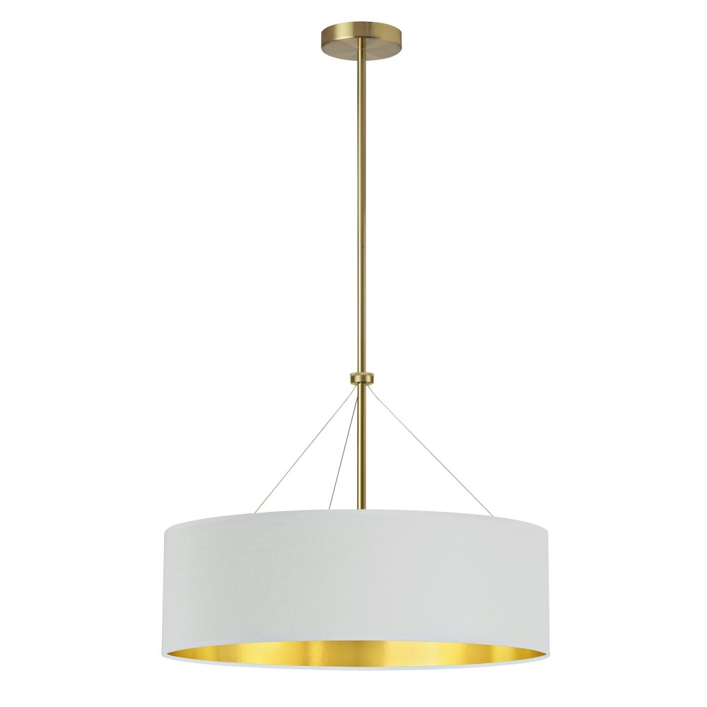 Pallavi 4 Light Incandescent Chandelier, Aged Brass w/ White/Gold Shade, M Pallavi 4 Light Incandescent Chandelier, Aged Brass w/ White/Gold Shade, M