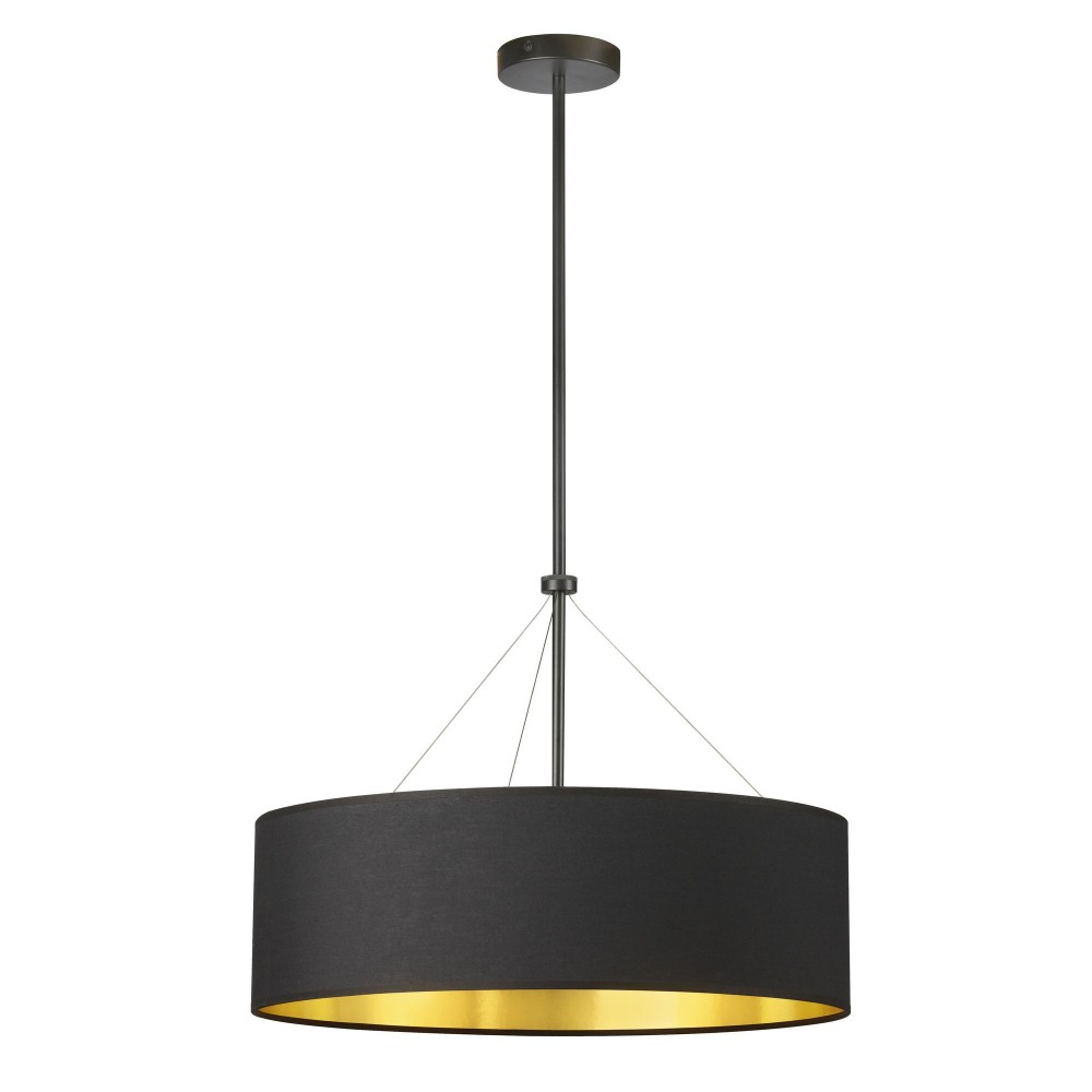 Pallavi 4 Light Incandescent Chandelier, Aged Brass w/ Black/Gold Shade, M Pallavi 4 Light Incandescent Chandelier, Aged Brass w/ Black/Gold Shade, M