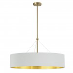 Pallavi 4 Light Incandescent Chandelier, Aged Brass w/ White/Gold Shade, L