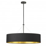 Pallavi 4 Light Incandescent Chandelier, Aged Brass w/ Black/Gold Shade, L