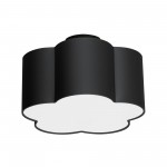 3 Light Incandescent Flush Mount, Matte Black w/ Black Shade