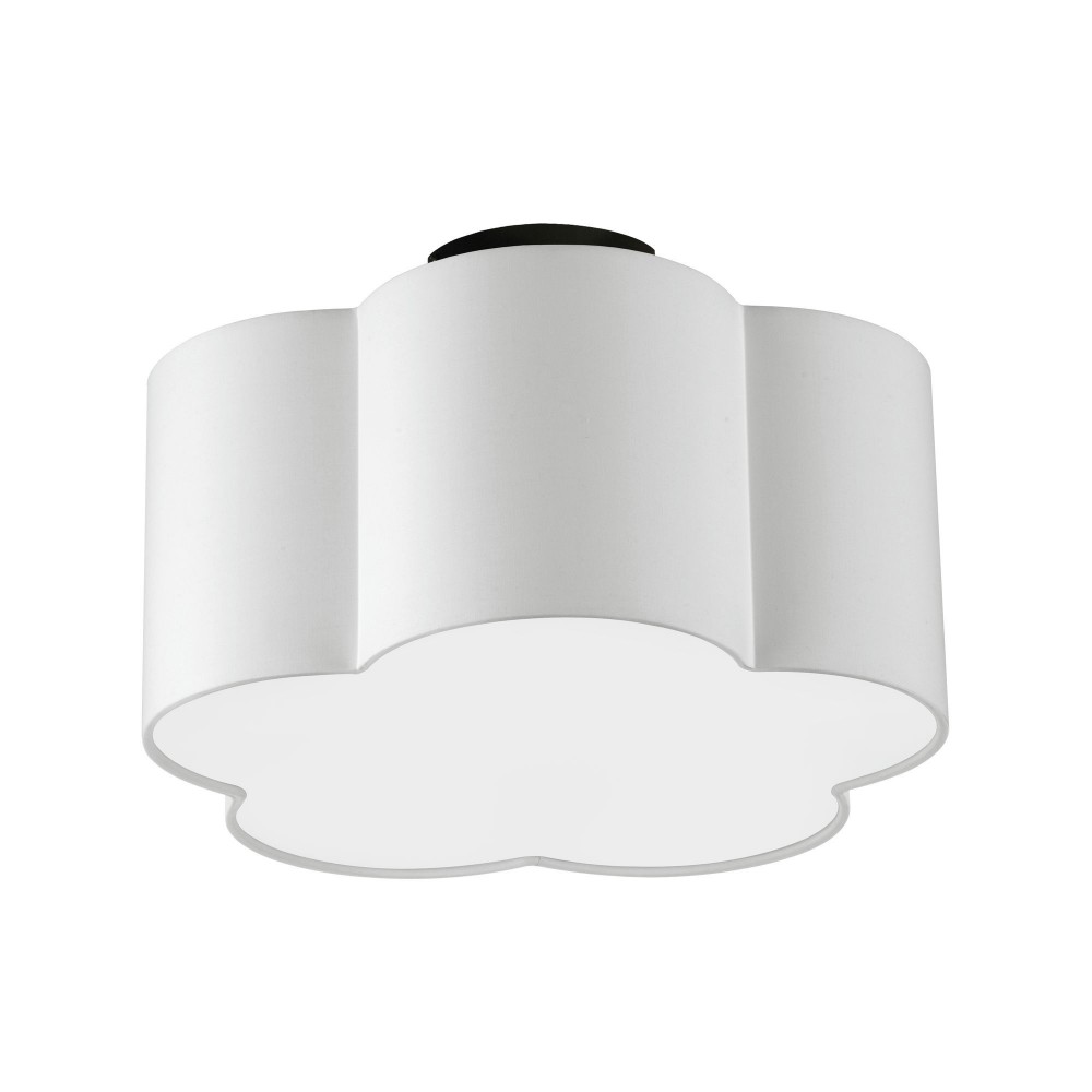 3 Light Incandescent Flush Mount, Matte Black w/ White Shade