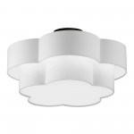 Phlox 3 Light Incandescent Flush Mount, Matte Black with White Shade