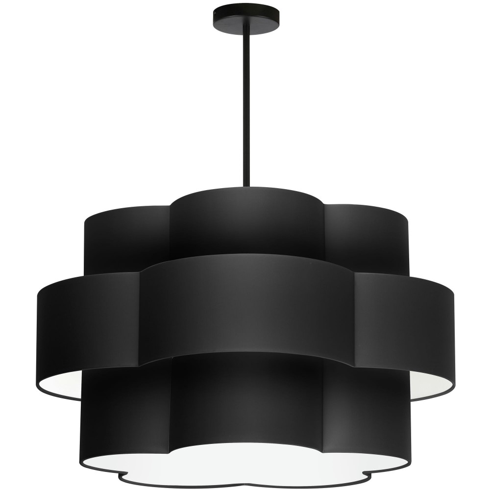 Phlox 4 Light Incandescent Chandelier, Matte Black with Black Shade