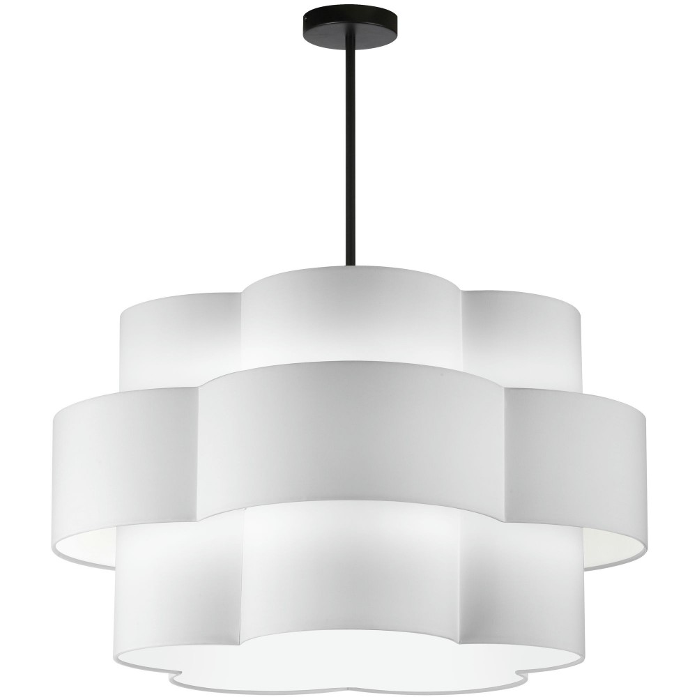 Phlox 4 Light Incandescent Chandelier, Matte Black with White Shade