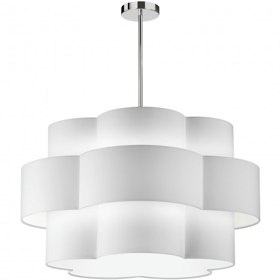 Phlox 4 Light Incandescent Chandelier, Polished Chrome with White Shade