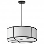 4 Light Incandescent Pendant, Matte Black with WH/BK Shade