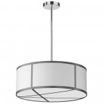 4 Light Incandescent Pendant, Polished Chrome with WH/GRY Shade