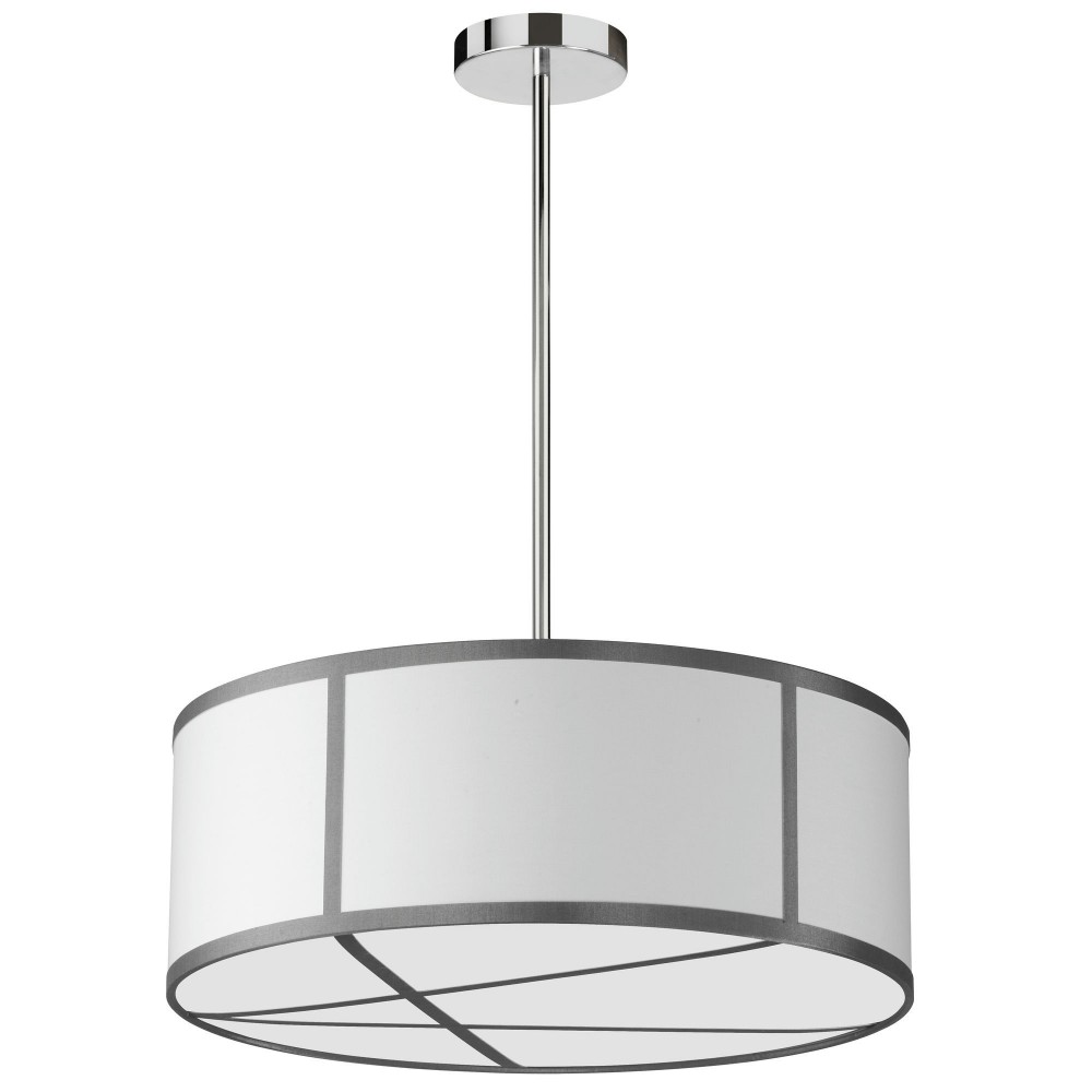 4 Light Incandescent Pendant, Polished Chrome with WH/GRY Shade