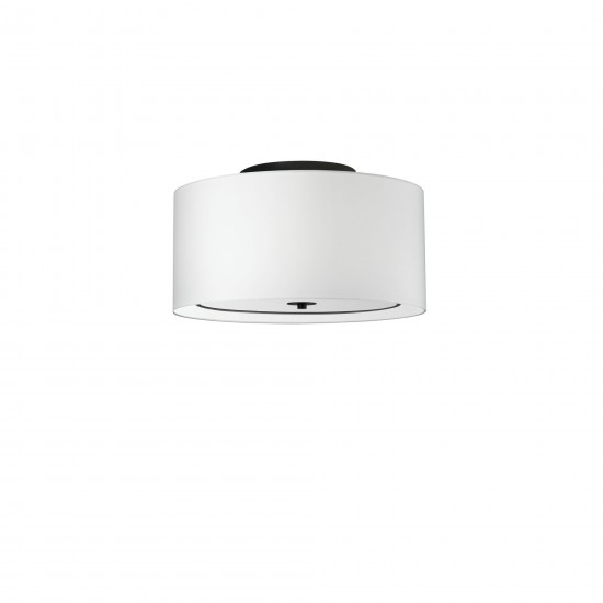 Porscha 3 Light Incandescent Flush Mount, Matte Black with White Shade