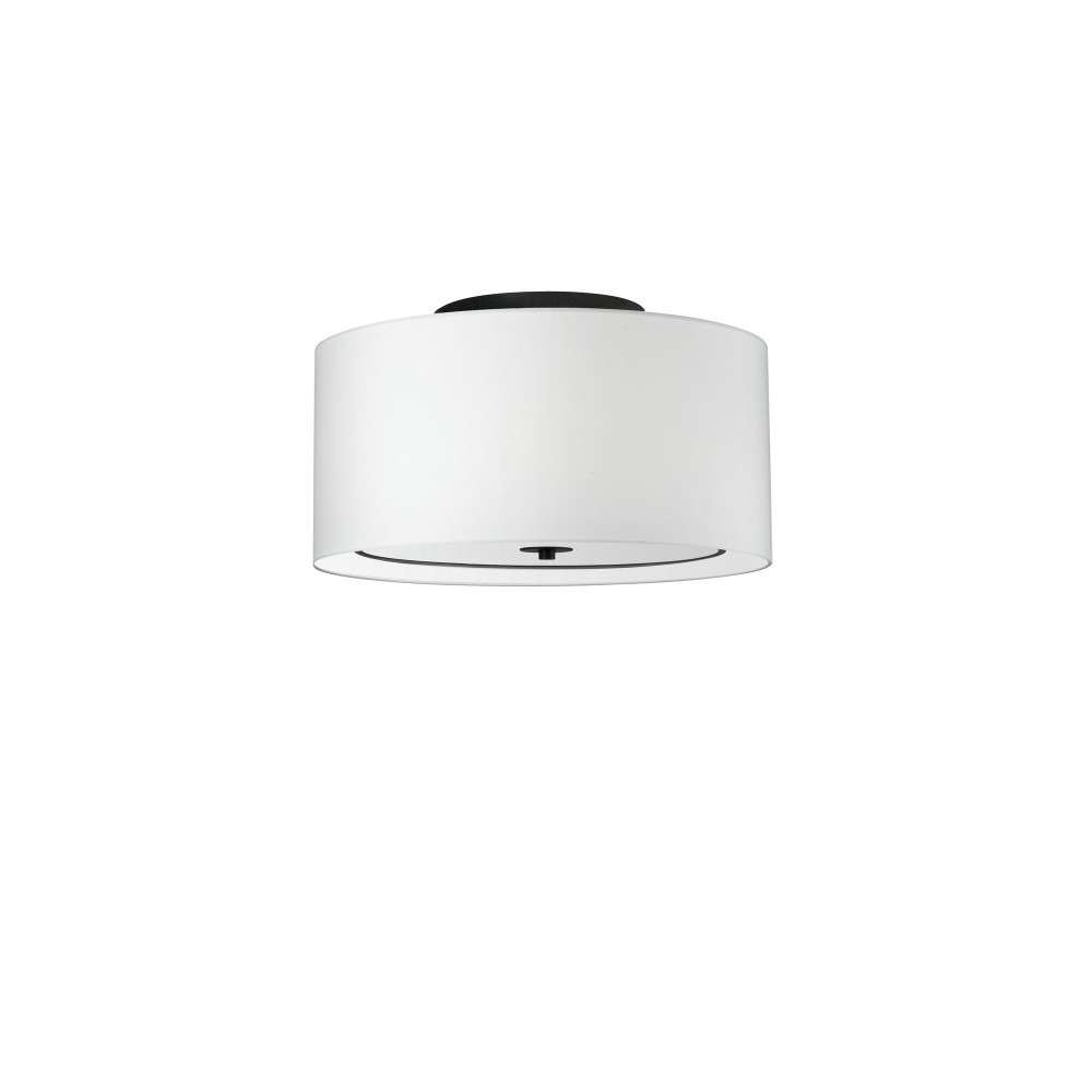 Porscha 3 Light Incandescent Flush Mount, Matte Black with White Shade