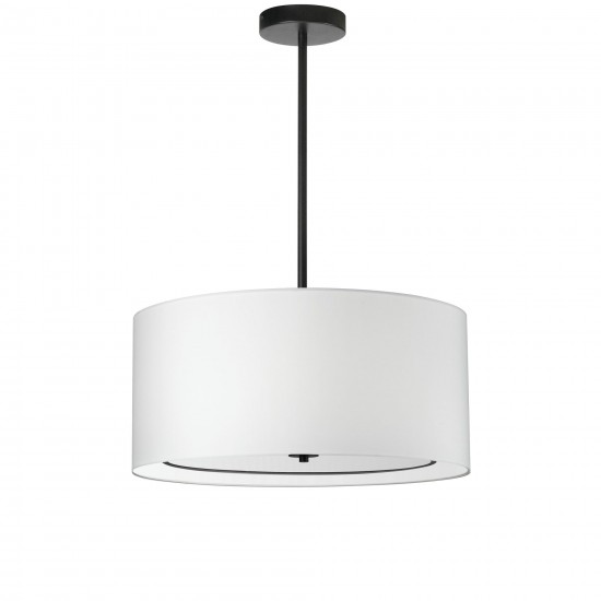 Porscha 4 Light Incandescent Pendant, Matte Black w/ White Shade, POR-224P-MB-WH