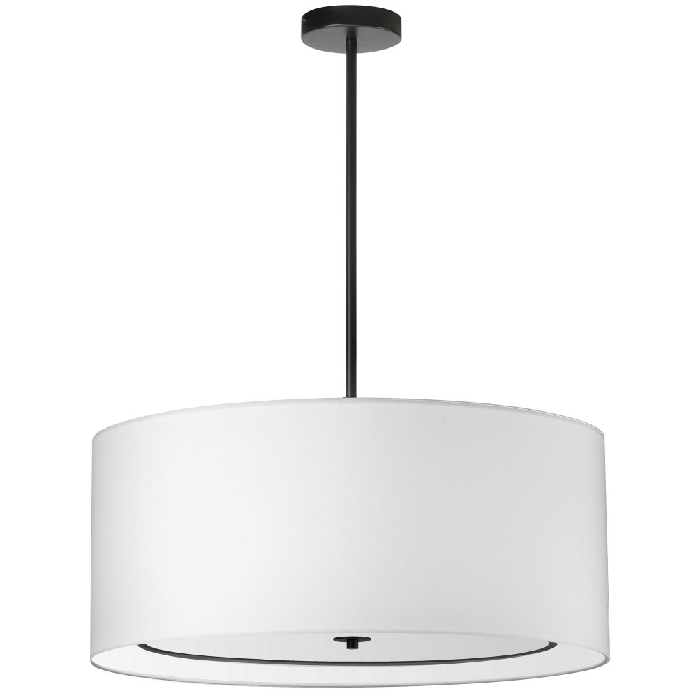 Porscha 4 Light Incandescent Pendant, Matte Black w/ White Shade, POR-304P-MB-WH