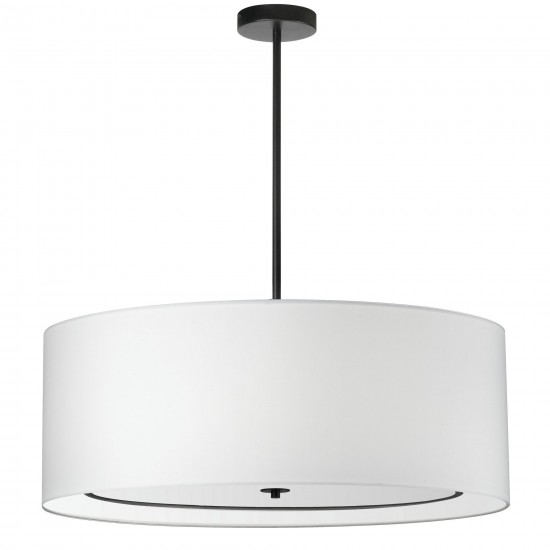 Porscha 4 Light Incandescent Pendant, Matte Black w/ White Shade, POR-344P-MB-WH