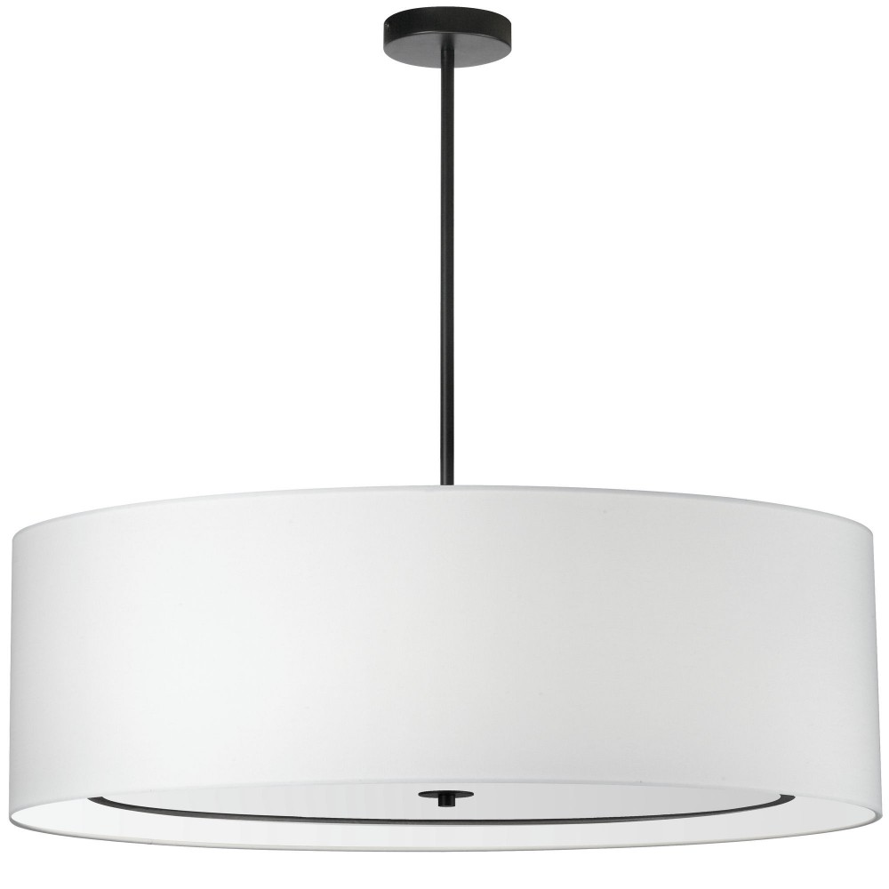 Porscha 4 Light Incandescent Pendant, Matte Black w/ White Shade, POR-406P-MB-WH